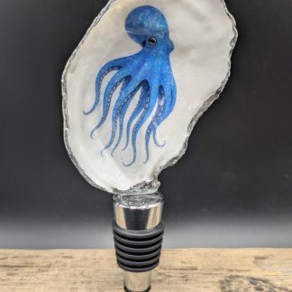 Blue Octopus On An Oyster Shell Bottle Stopper