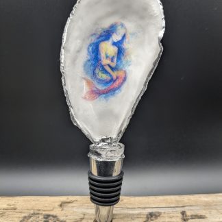 Ethereal Mermaid On An Oyster Shell Wine Bottle Stopper