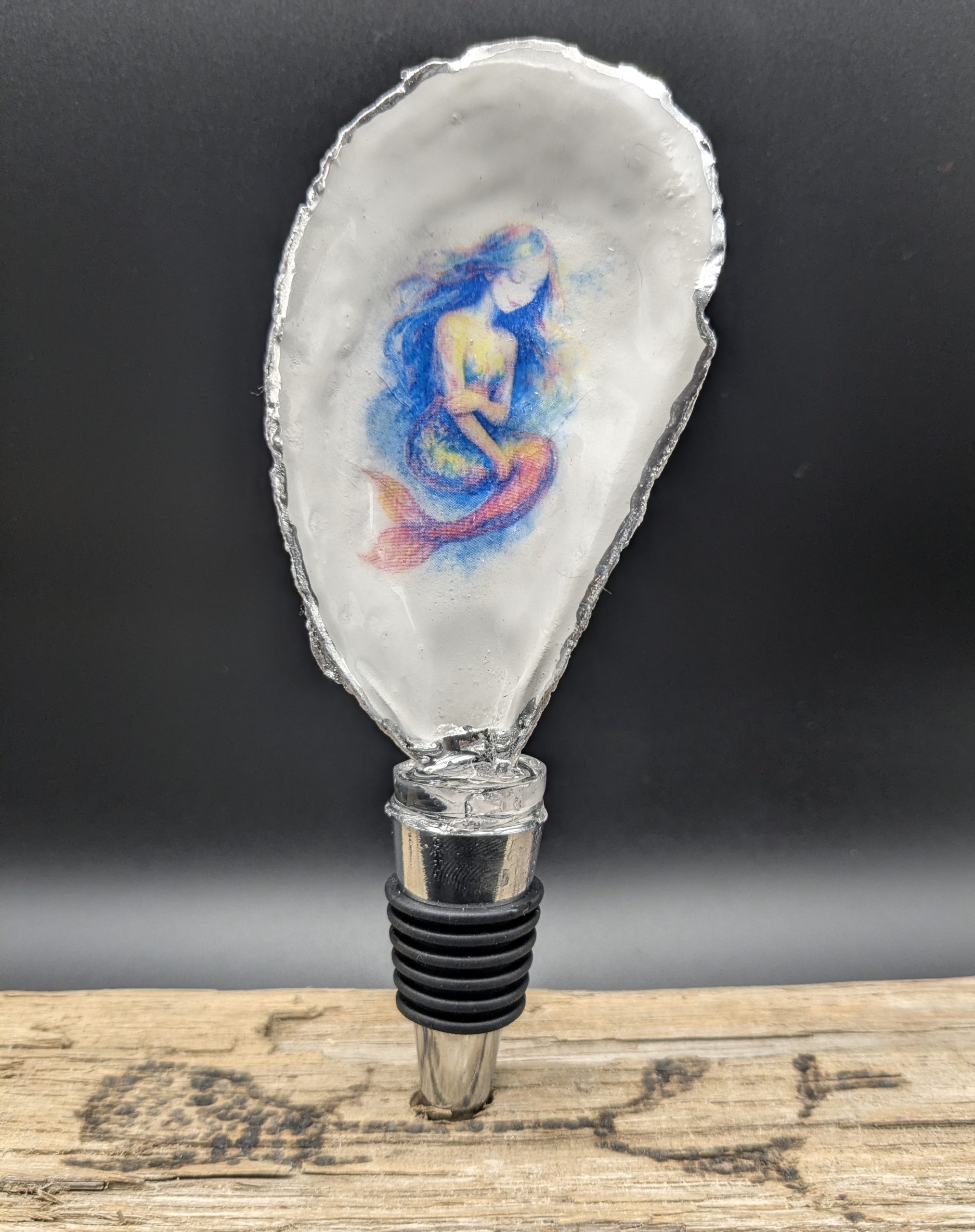 Ethereal Mermaid On An Oyster Shell Wine Bottle Stopper