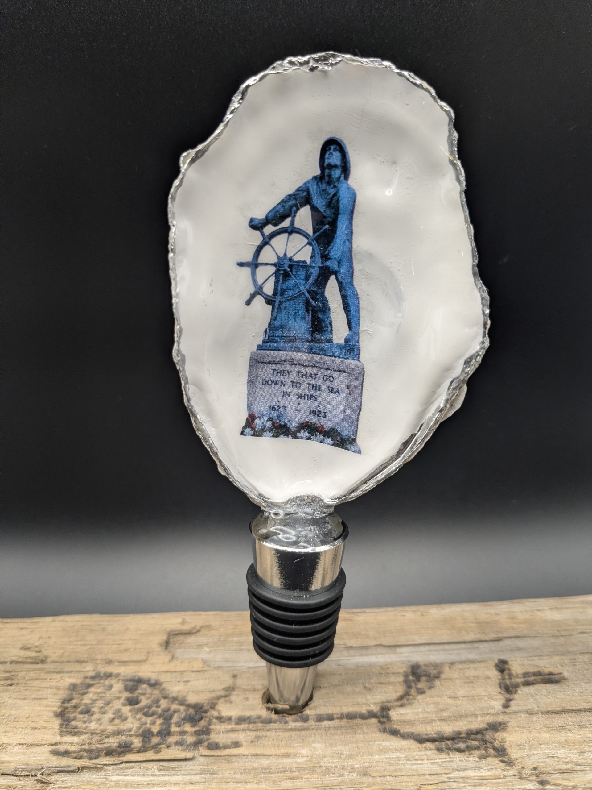 Gloucester's Man At The Wheel Fisherman's Statue Wine Bottle Stopper