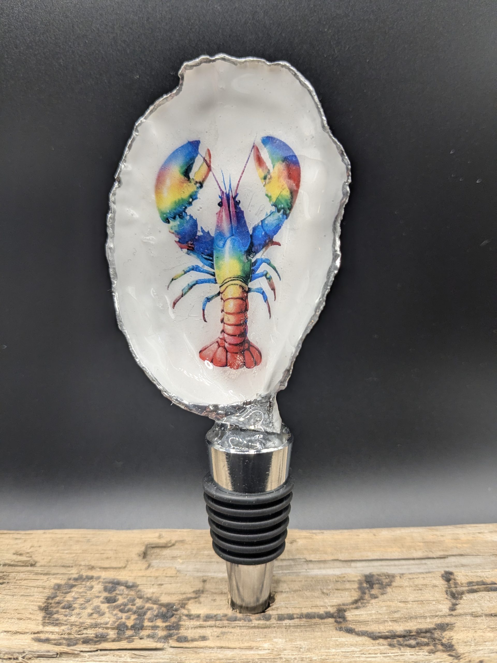 Original Glosta Lobsta Oyster Shell Wine Bottle Stopper In Rainbow