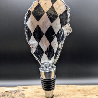 Black & White Argyle Oyster Shell Wine Bottle Stopper