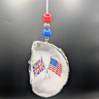 The Atlantic Alliance — Handcrafted American & British Flag Oyster Shell Ornament